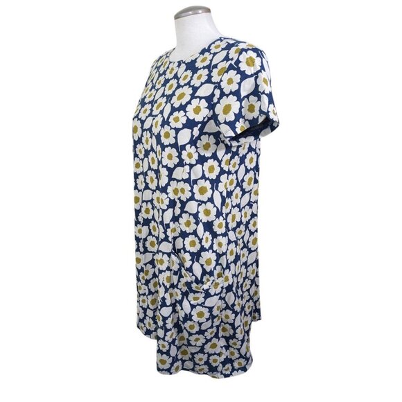 Seasalt Cornwall Dress US 8 Daisy Floral Navy Blue Olive Green Cotton Pockets - Picture 3 of 6